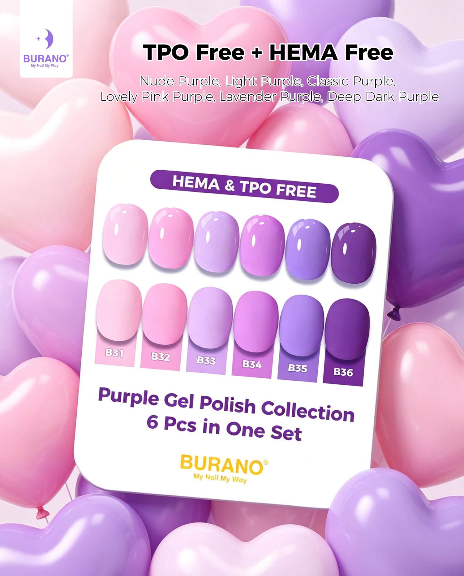 BURANO Gel Nail Polish Purple Set