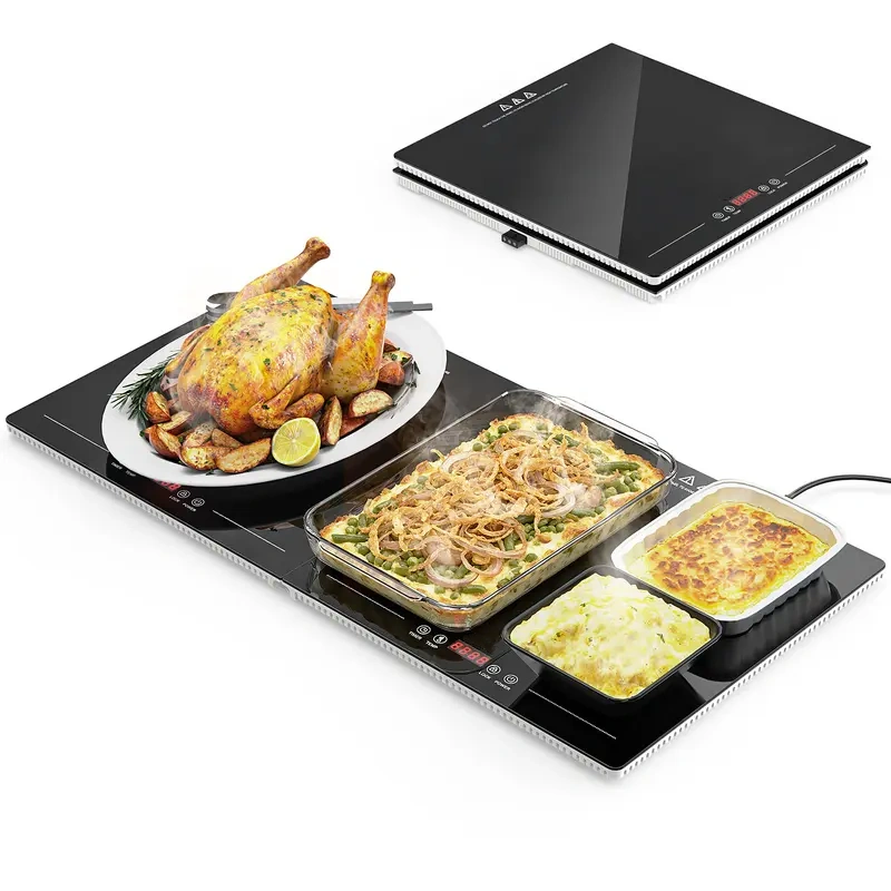 Electric Warming Tray – 4-in-1 Buffet Food Warmer with 33" × 15" Glass Surface, 10 Temperature Settings & Timer