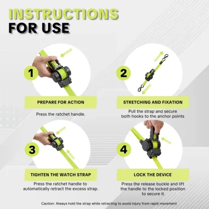 1" x 11 ft Retractable Ratchet Straps – 1,550 Lbs Break Strength Cargo Tie-Down Straps for Moving & Transport