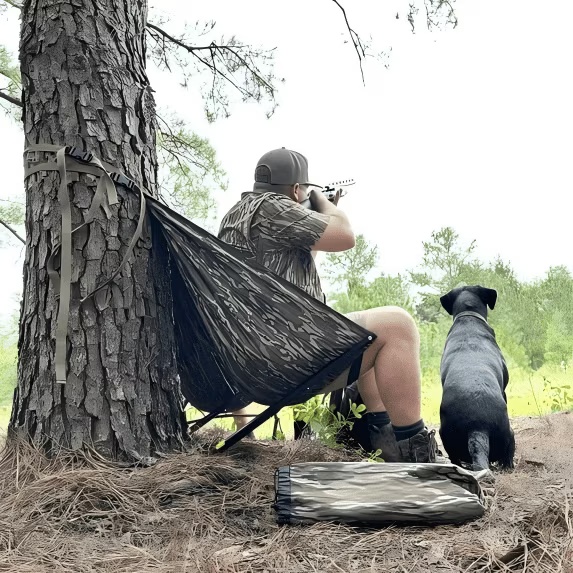 Low-Profile Hunting Seat – Adjustable Height Folding Chair with Silent 180° Swivel for Deer Hunting, Turkey Hunting & Camping