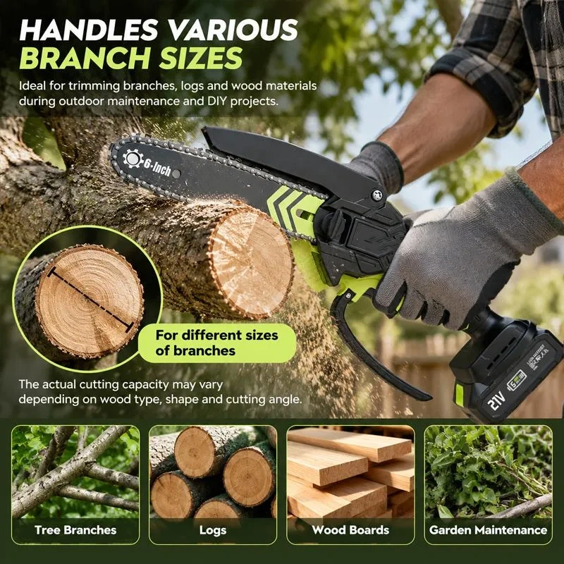 SEESE 6-Inch Mini Chainsaw Cordless, Portable Cordless Electric Chain Saw for Wood Cutting, Pruning, Gardening & Camping, 2000mAh Battery Included, Suitable for Seniors & Women, Halloween gifts SEESE 6-Inch Mini Chainsaw Cordless, Portable Cordless Electric Chain Saw for Wood Cutting, Pruning, Gardening & Camping, 2000mAh Battery Included, Suitable for Seniors & Women, Halloween gifts