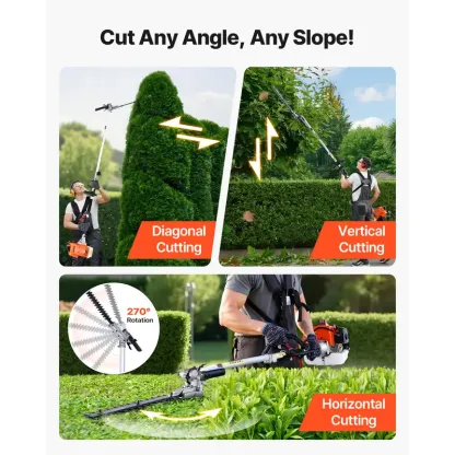 63cc 2-Cycle Gas 5-in-1 Multi-Tool – Hedge Trimmer, String Trimmer, Brush Cutter & Pole Saw