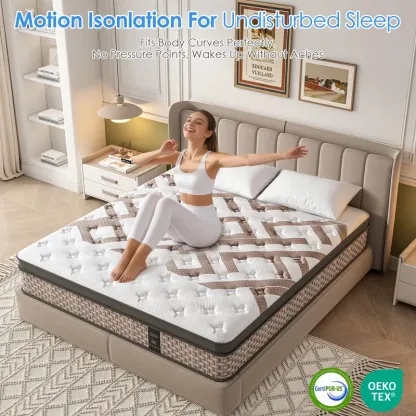 12/14-Inch Hybrid Mattress in a Box – 6-Layer Double Coil Support, Edge Support, Pressure Relief & Motion Isolation, Medium Firm, Fiberglass-Free