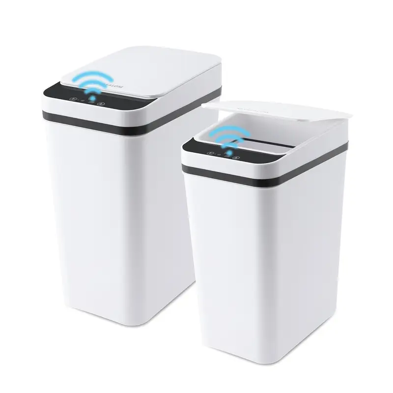 CLEALOM 2-Pack 3 Gallon Touchless Smart Sensor Trash Can,2-Pack 4 Gallon Smart Induction Trash Can,Small Smart Motion Sensor Trash Can, Slim Waterproof Trash Bin for Bedroom, Bathroom, Office, Living Room,White and Black Trash Can,Bathroom Gadget CLEALOM 2-Pack 3 Gallon Touchless Smart Sensor Trash Can,2-Pack 4 Gallon Smart Induction Trash Can,Small Smart Motion Sensor Trash Can, Slim Waterproof Trash Bin for Bedroom, Bathroom, Office, Living Room,White and Black Trash Can,Bathroom Gadget