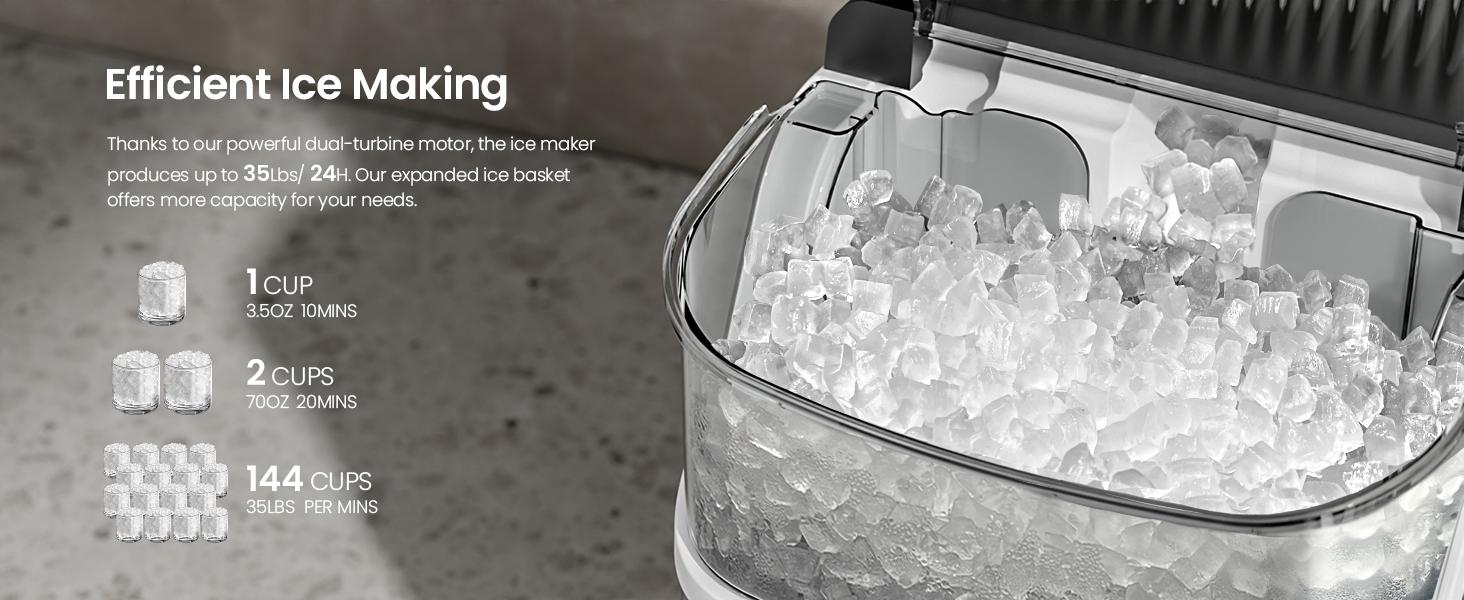Kismile Compact Countertop Nugget Ice Maker Machine - Kitchen Appliances, 35lbs/day Production, 7-Mins Quick Make, Self-Cleaning, 1-Click Operation, Portable Unit with Ice Machine Cleaner for Residential Home Kitchen, Office Kismile Compact Countertop Nugget Ice Maker Machine - Kitchen Appliances, 35lbs/day Production, 7-Mins Quick Make, Self-Cleaning, 1-Click Operation, Portable Unit with Ice Machine Cleaner for Residential Home Kitchen, Office