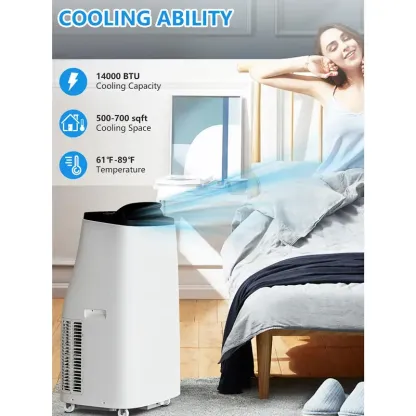 14000 BTU Portable Air Conditioner – 3-in-1 AC, Dehumidifier & Fan for Rooms up to 750 Sq. Ft.