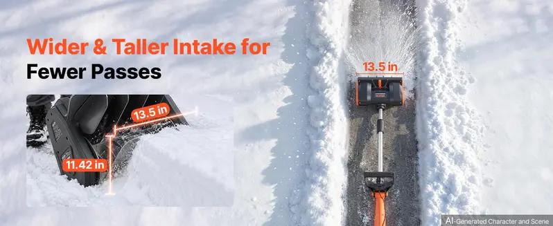 VEVOR Electric Snow Shovel 40V 13.5" Battery-Powered Cordless Snow Blower, for Driveway Patio Deck, Includes 2 x 4Ah Batteries & Charger, 20 ft Throw Distance, 60° Chute, LED Light, Adjustable Handle,toolupgrade VEVOR Electric Snow Shovel 40V 13.5" Battery-Powered Cordless Snow Blower, for Driveway Patio Deck, Includes 2 x 4Ah Batteries & Charger, 20 ft Throw Distance, 60° Chute, LED Light, Adjustable Handle,toolupgrade