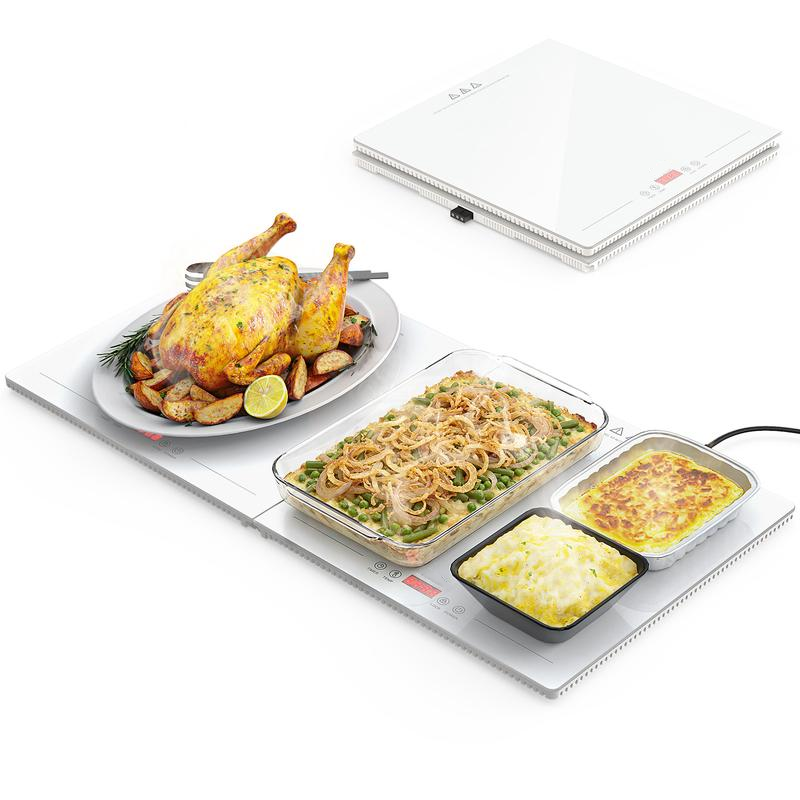 Electric Warming Tray – 4-in-1 Buffet Food Warmer with 33" × 15" Glass Surface, 10 Temperature Settings & Timer