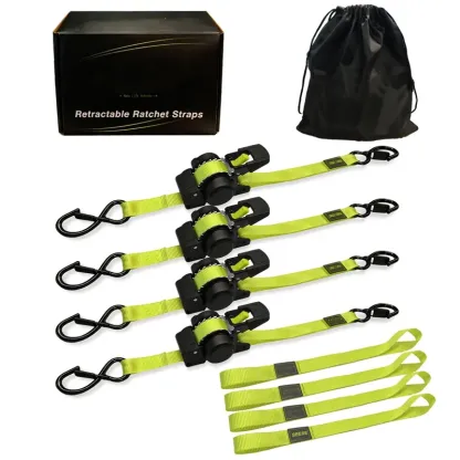 1" x 11 ft Retractable Ratchet Straps – 1,550 Lbs Break Strength Cargo Tie-Down Straps for Moving & Transport