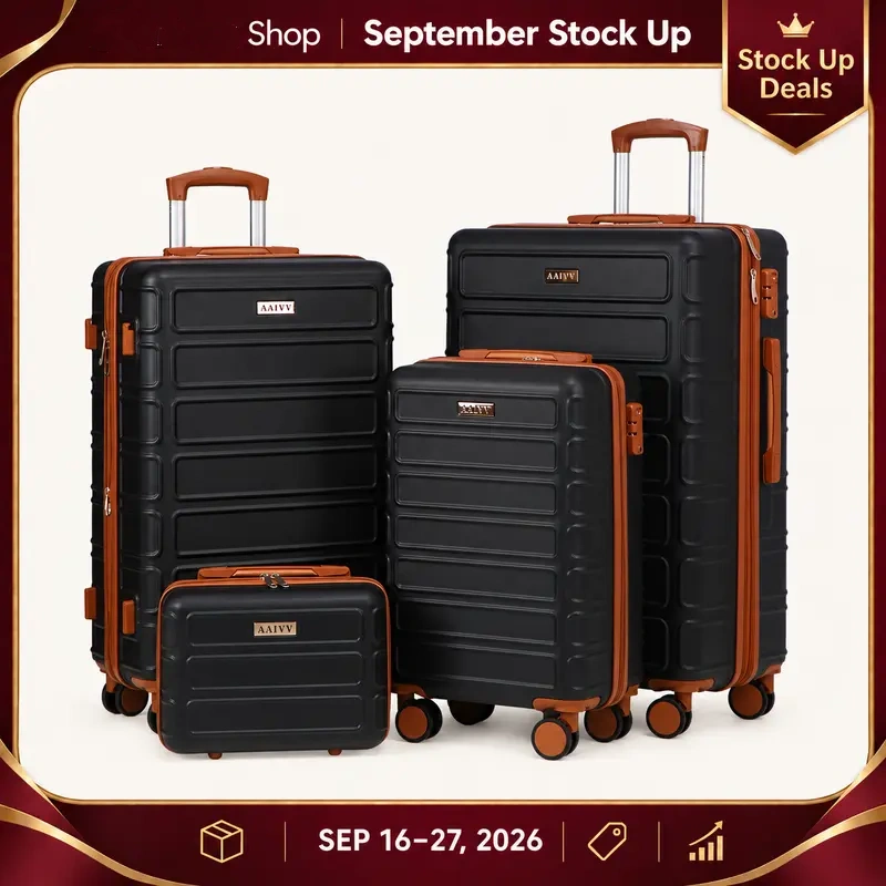 4-Piece Luggage Set – Expandable ABS Hardshell Suitcases with Spinner Wheels & TSA Lock, 13/20/26/28"