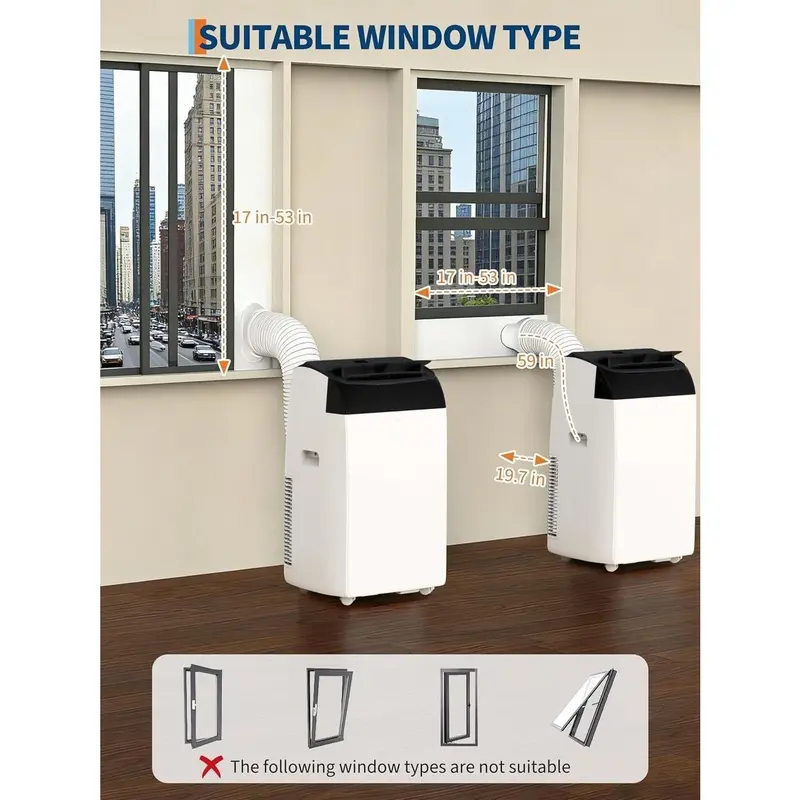 14000 BTU Portable Air Conditioner – 3-in-1 AC, Dehumidifier & Fan for Rooms up to 750 Sq. Ft.