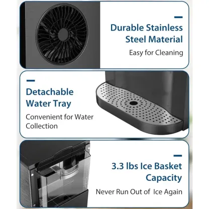 44 Lbs/24H Nugget Ice Maker – Portable Ice Machine with 15-Minute Quick Freeze, 3.3 Lbs Ice Storage & Self-Cleaning