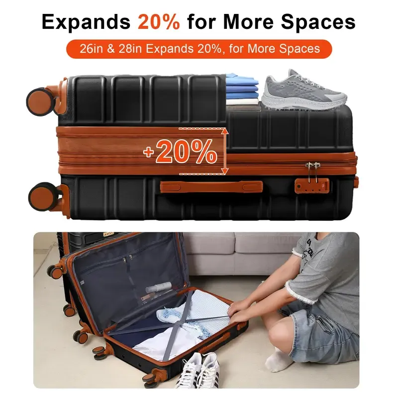 4-Piece Luggage Set – Expandable ABS Hardshell Suitcases with Spinner Wheels & TSA Lock, 13/20/26/28"