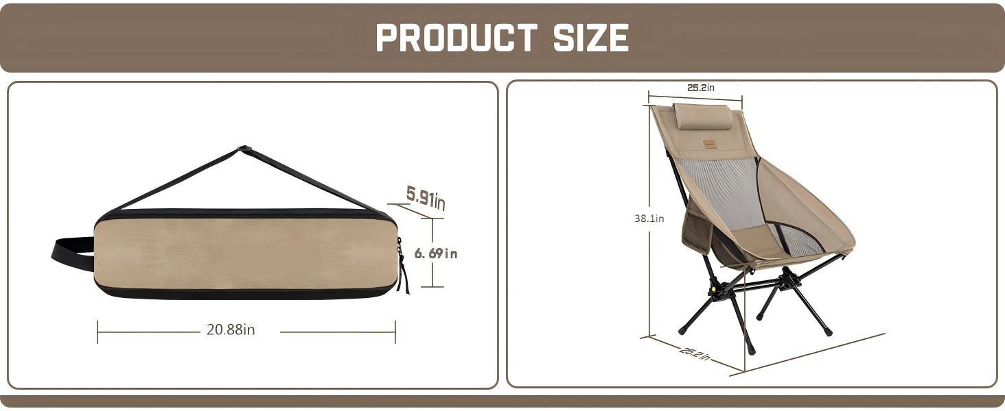 FanttikOutdoor Zeta L8 Max Unisex Folding Camping Chair - Portable, Lightweight, Comfort-Driven Gentle Rocker with Carry Bag, Space-Saving Rolling Design, Supports Up to 250 lbs for Camping, Patio,toolupgrade