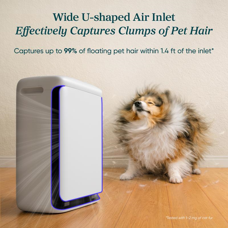 Pet Air Purifier for Large Rooms – Washable Pre-Filter, High-Carbon Filter, Dual Sensors, Auto Mode & App Control
