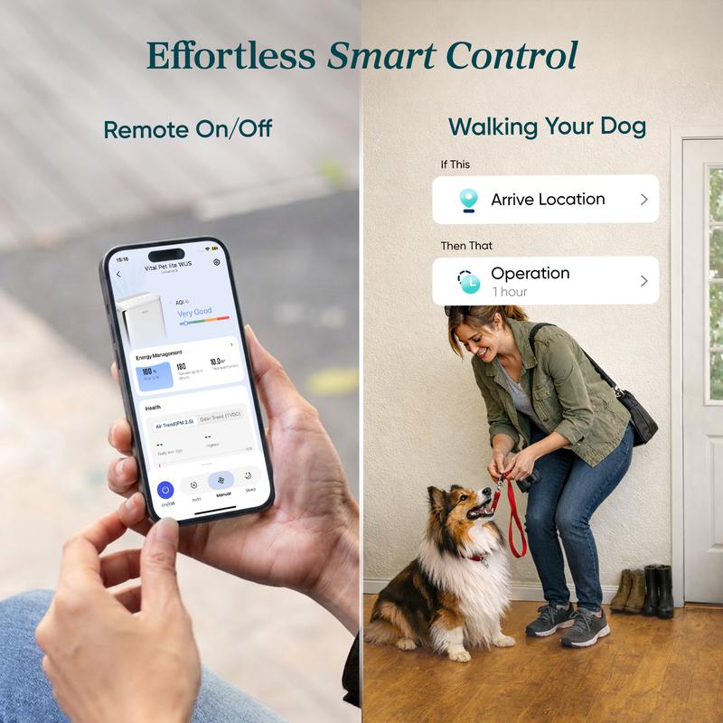 Pet Air Purifier for Large Rooms – Washable Pre-Filter, High-Carbon Filter, Dual Sensors, Auto Mode & App Control