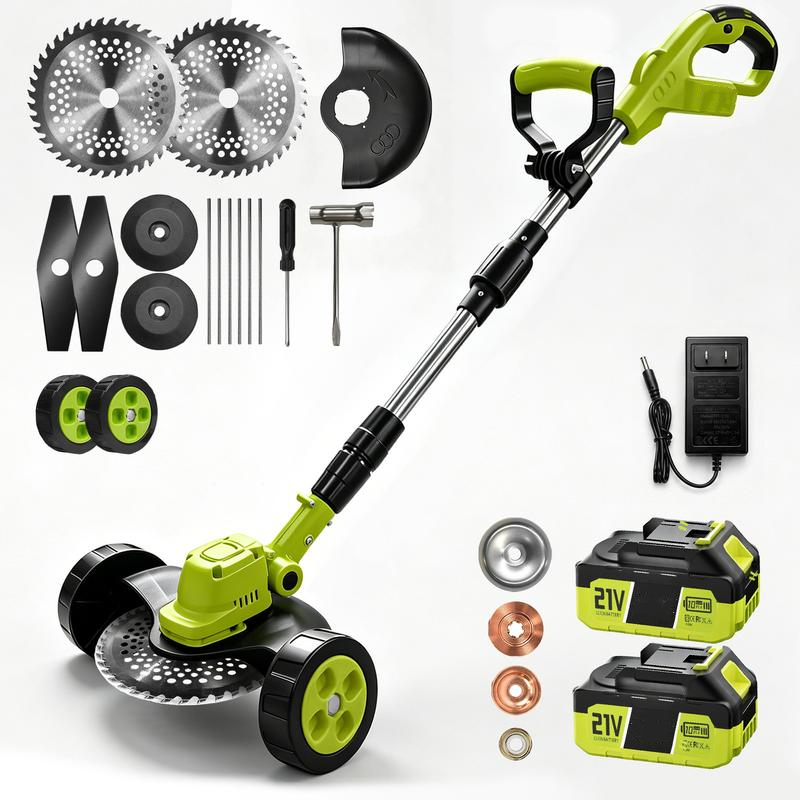 Cordless Electric Weed Wacker – 3 Interchangeable Blades, 2 Batteries, Lightweight Grass Trimmer & Lawn Edger for Yard and Garden Maintenance