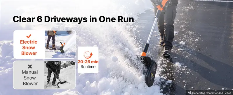 VEVOR Electric Snow Shovel 40V 13.5" Battery-Powered Cordless Snow Blower, for Driveway Patio Deck, Includes 2 x 4Ah Batteries & Charger, 20 ft Throw Distance, 60° Chute, LED Light, Adjustable Handle,toolupgrade VEVOR Electric Snow Shovel 40V 13.5" Battery-Powered Cordless Snow Blower, for Driveway Patio Deck, Includes 2 x 4Ah Batteries & Charger, 20 ft Throw Distance, 60° Chute, LED Light, Adjustable Handle,toolupgrade