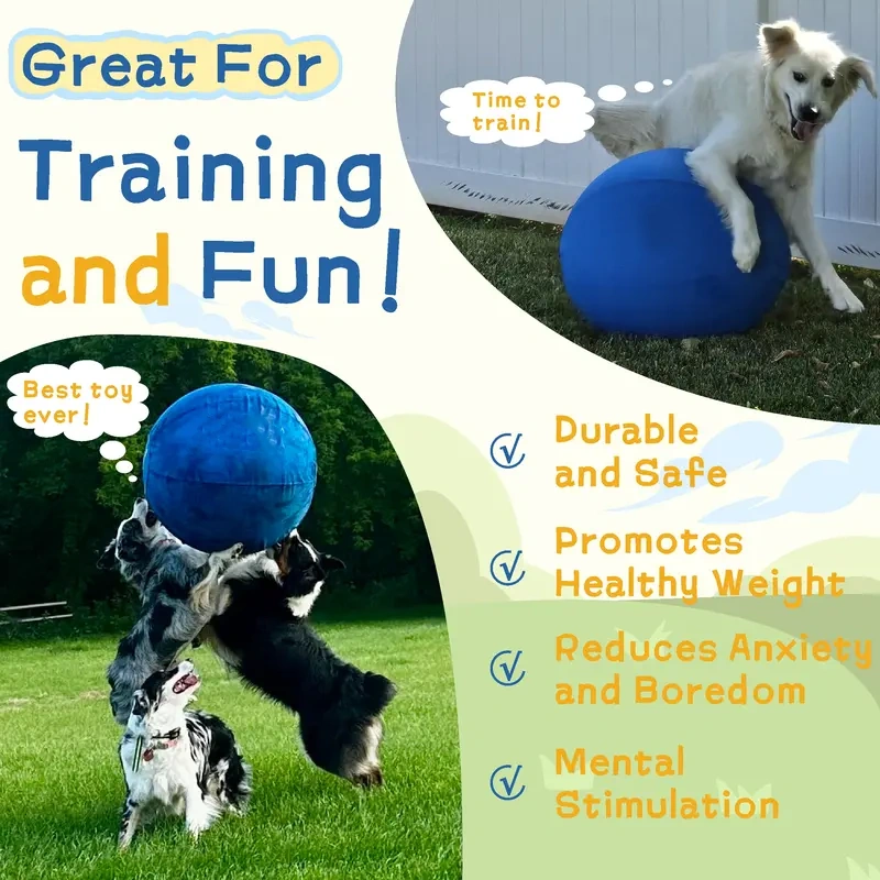 Interactive Herding Ball for Dogs – Inflatable Chase & Push Toy for Outdoor Play, Easy to Inflate, No Full Inflation Required