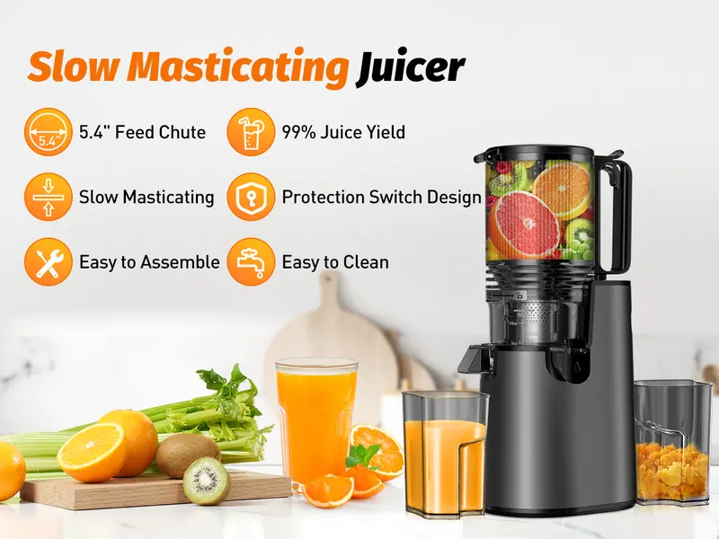 LQZ 350W Cold Press Juicer - Slow Masticating, 5.4 Inch Feed Chute, High Juice Yield, Easy Clean, 55rpm Technology for Whole Fruits & Veggies,Whole Vertical Juicer#backtoschool#sohochic LQZ 350W Cold Press Juicer - Slow Masticating, 5.4 Inch Feed Chute, High Juice Yield, Easy Clean, 55rpm Technology for Whole Fruits & Veggies,Whole Vertical Juicer#backtoschool#sohochic
