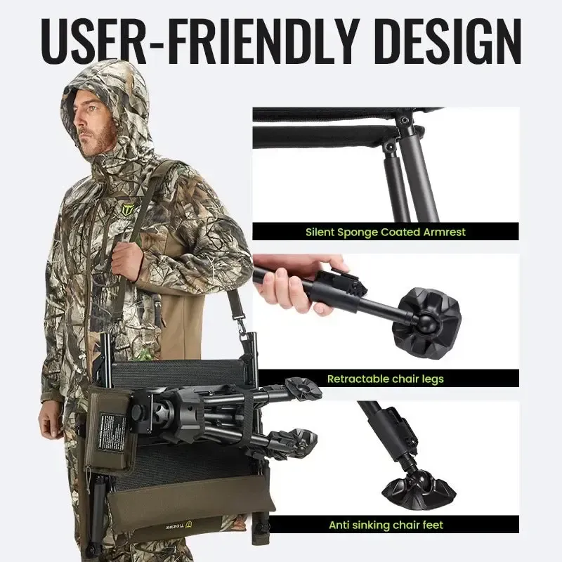 Heated Hunting Chair – Adjustable Height 360° Swivel Blind Chair with Armrests
