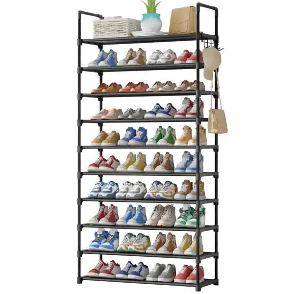 10-Tier Shoe Rack Organizer – Stackable Shoe Storage Shelf with Side Handles for Closet & Entryway