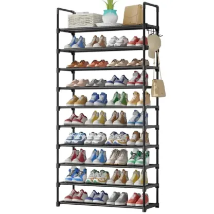 10-Tier Shoe Rack Organizer – Stackable Shoe Storage Shelf with Side Handles for Closet & Entryway