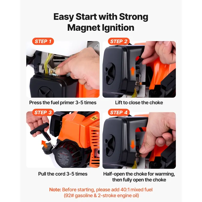 63cc 2-Cycle Gas 5-in-1 Multi-Tool – Hedge Trimmer, String Trimmer, Brush Cutter & Pole Saw