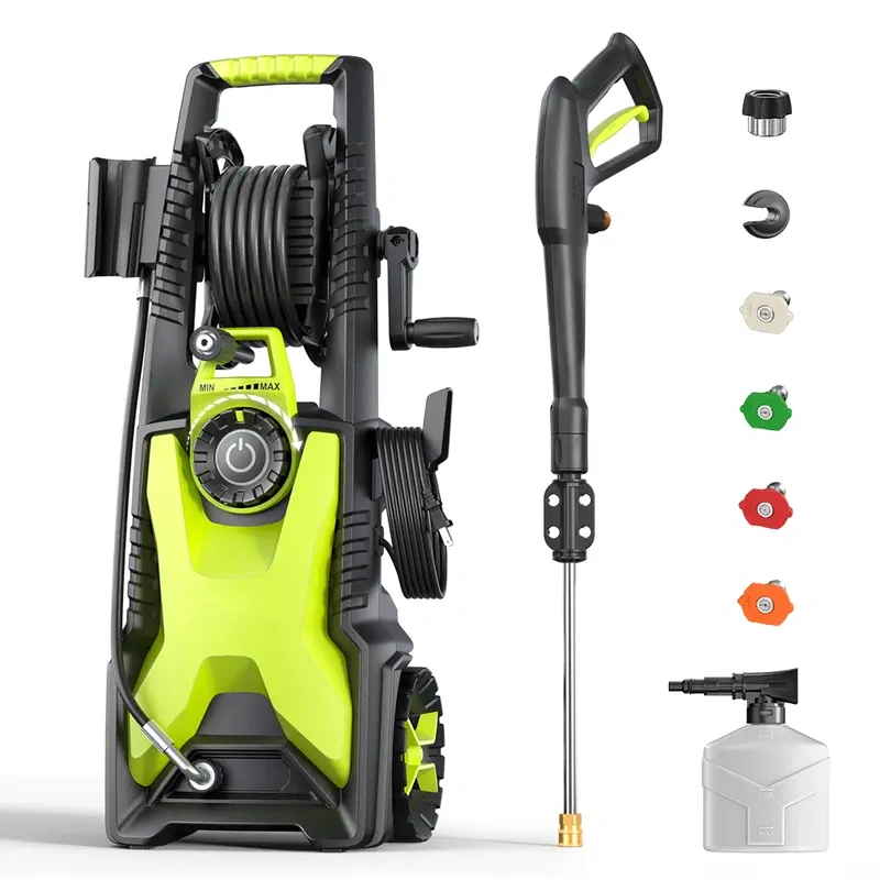 Electric Pressure Washer – 2400 PSI, 2.5 GPM, Retractable Hose Reel, Adjustable Pressure Control, 4 Nozzles & Foam Cannon for Cars, Driveways & Home Cleaning