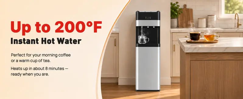 Sweetcrispy 5 Gal Bottom-Loading Stainless Steel Water Cooler Dispenser - 3 Temperature Settings (Hot, Room, Cold), Child Lock, Temperature Control for Home, Office Sweetcrispy 5 Gal Bottom-Loading Stainless Steel Water Cooler Dispenser - 3 Temperature Settings (Hot, Room, Cold), Child Lock, Temperature Control for Home, Office