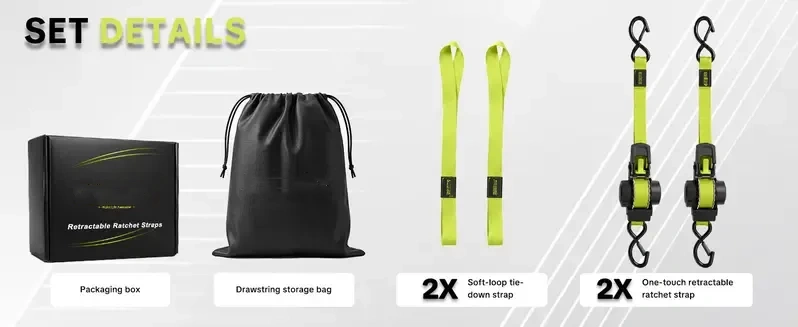SEESE Sturdy Retractable Ratchet Straps  1"x 11 ft-1550 LB Break Strength Cargo Straps for Moving Appliances, Lawn Equipment, Motorcycle Green ,Halloween gifts