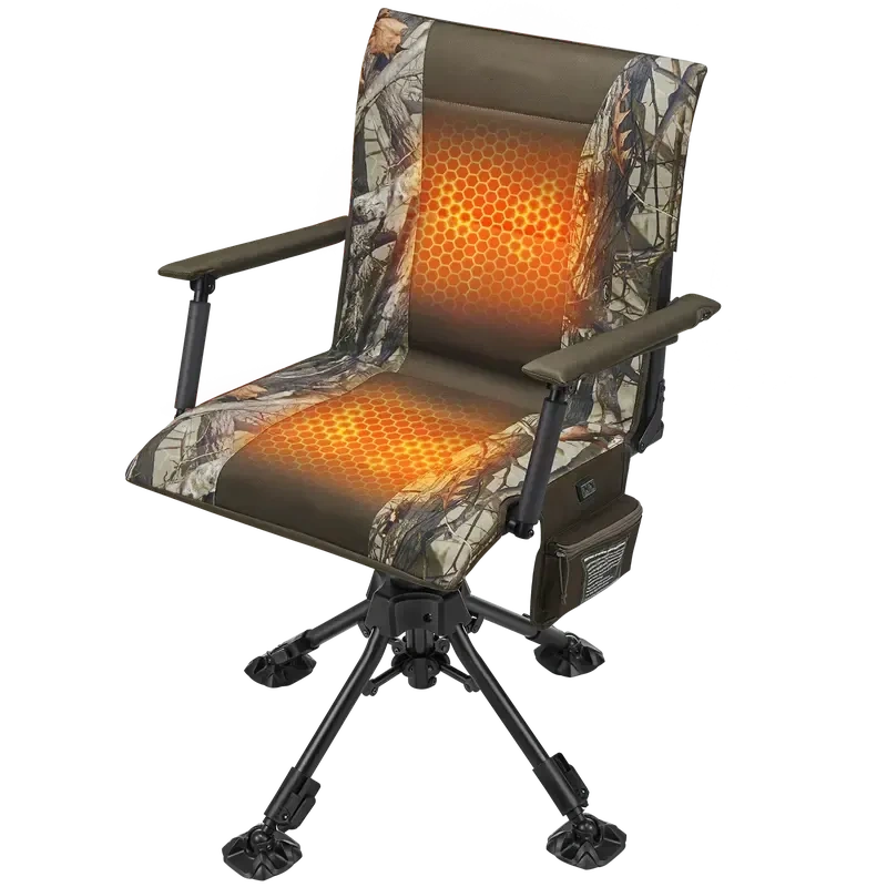 TIDEWE Heated Hunting Chair | Adjustable Height 360&deg; Swivel Blind Chair with Armrests