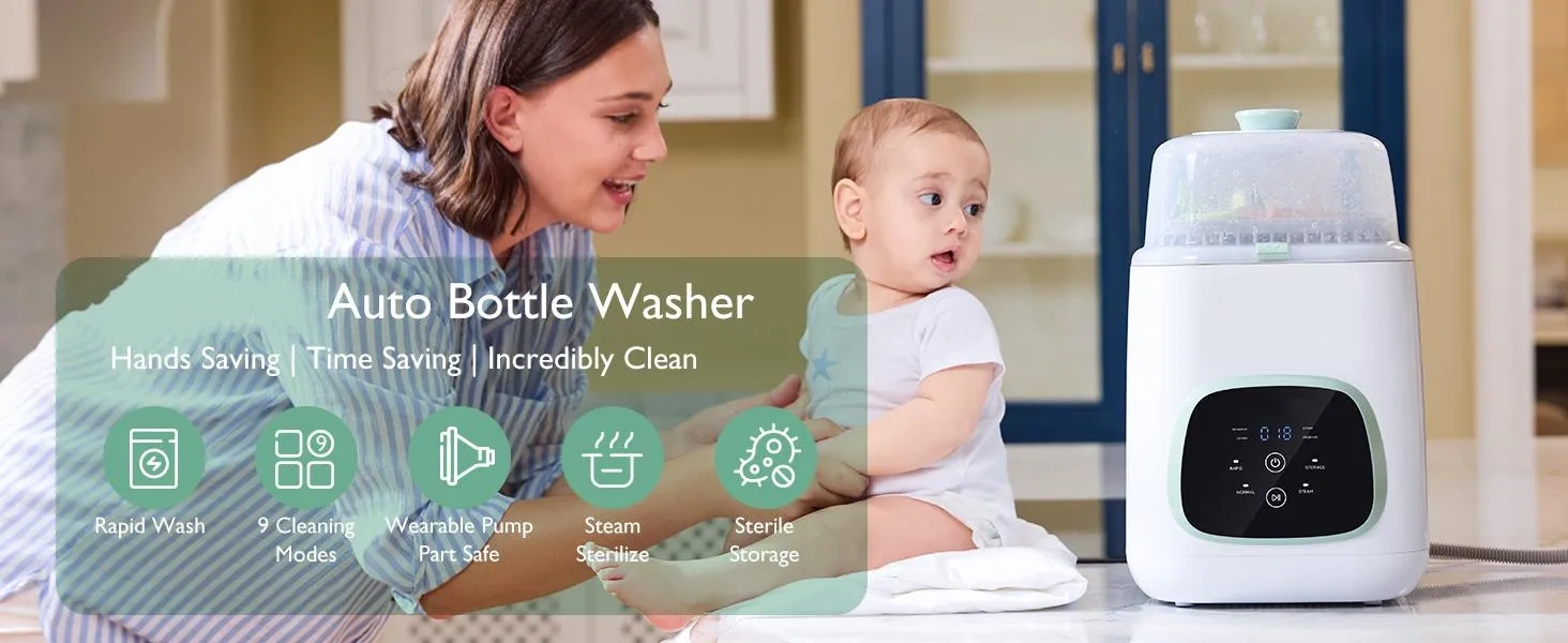 Momcozy KleanPal Pro Baby Bottle Washer, Sterilizer & Dryer with 300 Detergent Tablets - All-in-One Cleaning Machine for Bottles, Pump Parts & Baby Essentials Momcozy KleanPal Pro Baby Bottle Washer, Sterilizer & Dryer with 300 Detergent Tablets - All-in-One Cleaning Machine for Bottles, Pump Parts & Baby Essentials