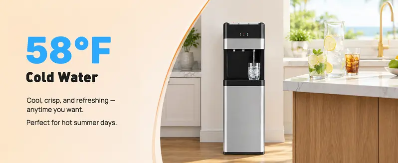 Sweetcrispy 5 Gal Bottom-Loading Stainless Steel Water Cooler Dispenser - 3 Temperature Settings (Hot, Room, Cold), Child Lock, Temperature Control for Home, Office Sweetcrispy 5 Gal Bottom-Loading Stainless Steel Water Cooler Dispenser - 3 Temperature Settings (Hot, Room, Cold), Child Lock, Temperature Control for Home, Office