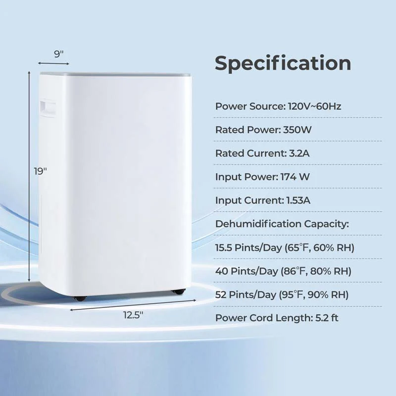 Eletriclife Dehumidifier with Auto Drain or Manual Drainage for Home Basement