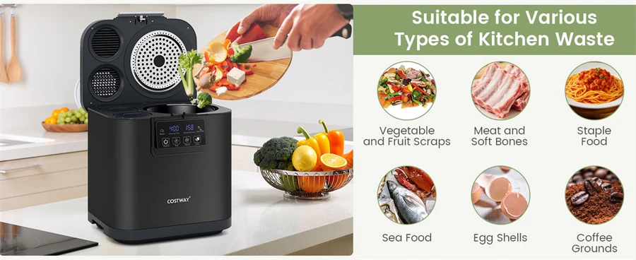 Eletriclife 4L Electric Kitchen Composter Smart Countertop Food Waste Compost Machine with Auto-Cleaning