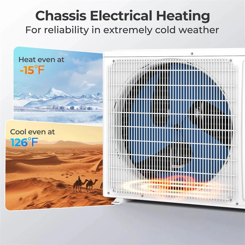 Eletriclife Energy Star Certified 12000 BTU 24 SEER2 115V Ductless Mini Split Air Conditioner with Heat Pump, WiFi Enabled