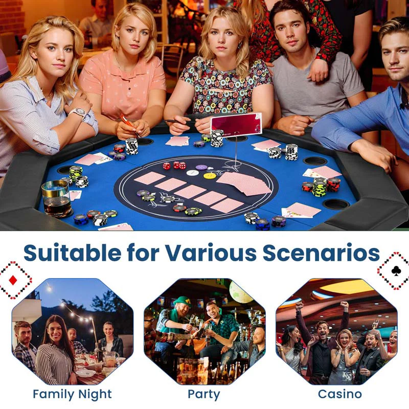 Eletriclife 48 Inches Foldable Poker Table with Padded Rails and Cup Holders
