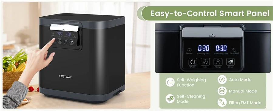 Eletriclife 4L Electric Kitchen Composter Smart Countertop Food Waste Compost Machine with Auto-Cleaning