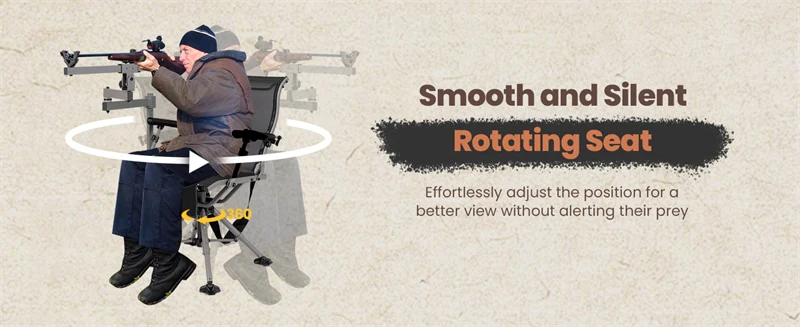 Eletriclife 360° Silent Swivel Blind Chair with Gun Rest Adjustable Folding Sniper Seat for Shooting