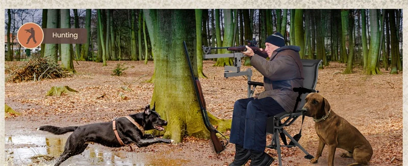 Eletriclife 360° Silent Swivel Blind Chair with Gun Rest Adjustable Folding Sniper Seat for Shooting