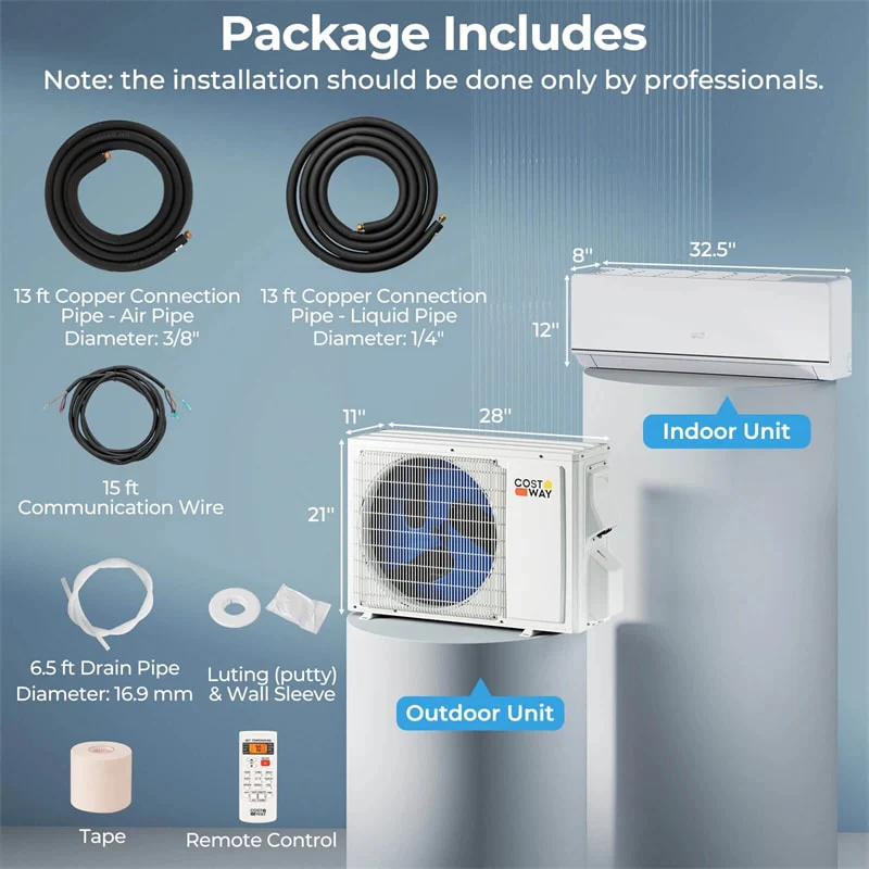 Eletriclife Energy Star Certified 12000 BTU 24 SEER2 115V Ductless Mini Split Air Conditioner with Heat Pump, WiFi Enabled