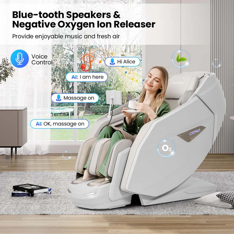 Eletriclife 4D Dual Roller System Flexible Track Zero Gravity Full Body Massage Chair with Heart Rate Monitor
