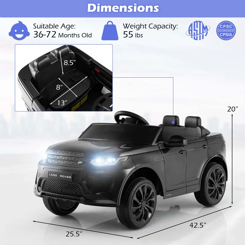 Eletriclife Licensed Land Rover 12V Kids Ride On Car with Lockable Doors and LED Lights