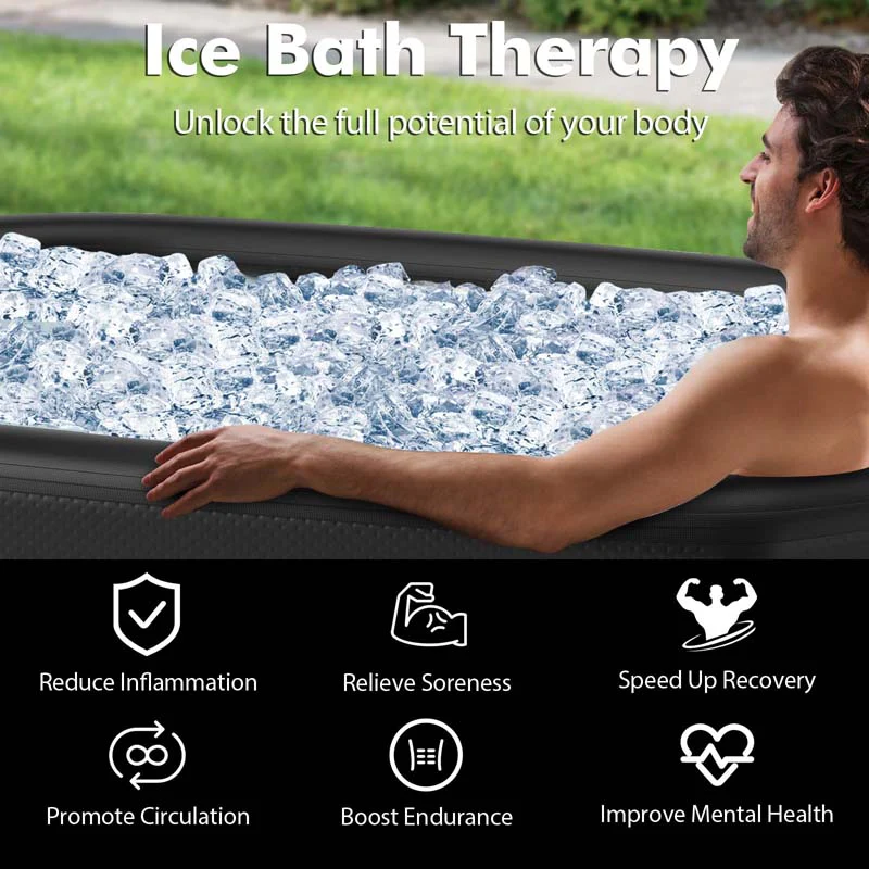 Eletriclife XL 129 Gal Oval Ice Bath Tub Portable Inflatable Cold Plunge Tub, Water Chiller Compatible for Cold Therapy