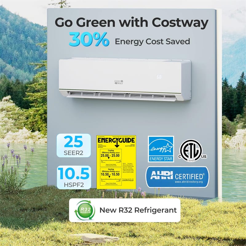 Eletriclife 24000 BTU 25 SEER2 WiFi Enabled Ductless Mini Split Air Conditioner & Heater