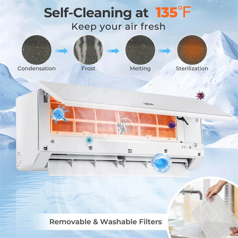 Eletriclife Energy Star Certified 12000 BTU 24 SEER2 115V Ductless Mini Split Air Conditioner with Heat Pump, WiFi Enabled