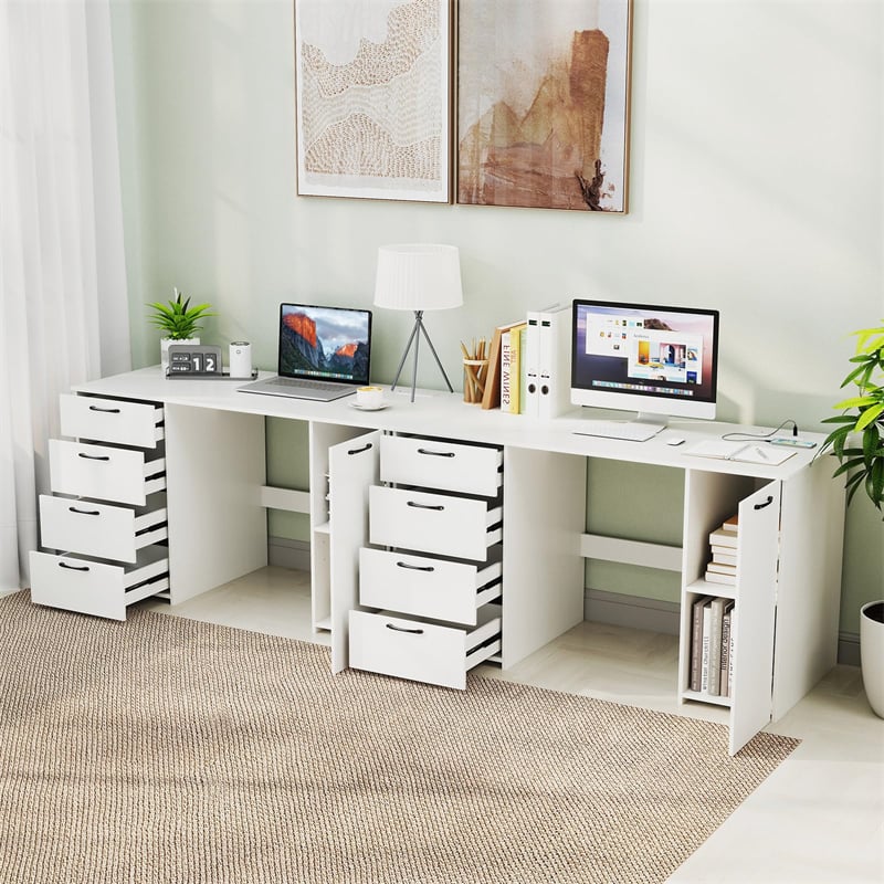 Eletriclife 53" Computer Desk with 4 Storage Drawers, Cabinet & Charging Station for Home Office Study