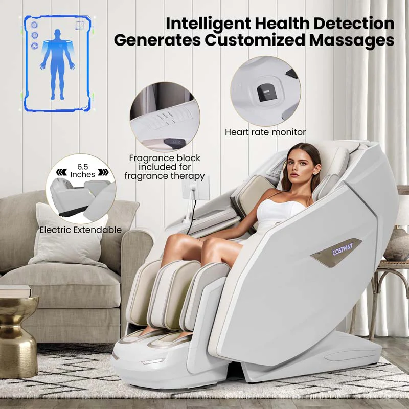 Eletriclife 4D Dual Roller System Flexible Track Zero Gravity Full Body Massage Chair with Heart Rate Monitor
