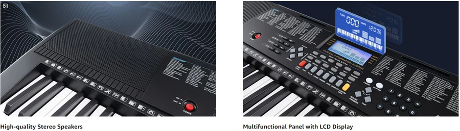 Eletriclife 61-Key Lighted Electric Piano Keyboard for Beginners with Adjustable Stand & Stool